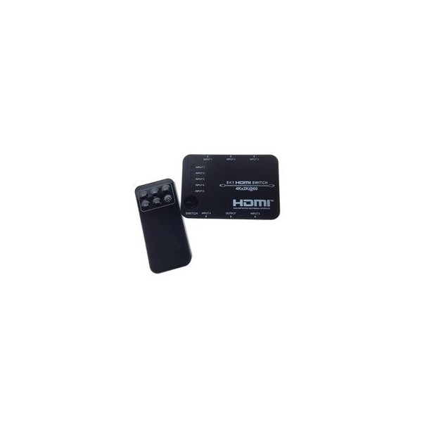 Cable Wholesale 2.0 HDMI Switch, 5 way, 5x1, HDMI High Speed with Ethernet, 4K at 60Hz, HDCP2.2, USB powered. 41V3-21050 - main